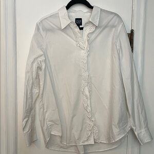 GAP Ivory Lace-Trimmed Blouse